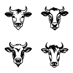 Cows Flat Icon Set Isolated On White Background