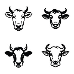 Cows1 Flat Icon Set Isolated On White Background