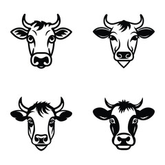 Cows1 Flat Icon Set Isolated On White Background