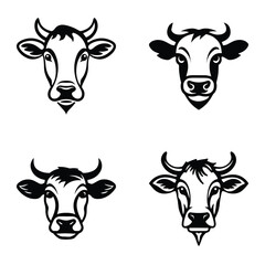 Cows1 Flat Icon Set Isolated On White Background