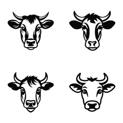 Cows1 Flat Icon Set Isolated On White Background
