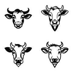 Cows1 Flat Icon Set Isolated On White Background
