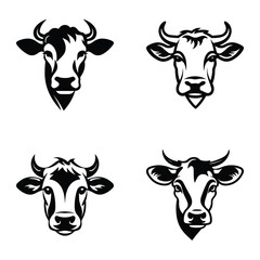 Cows1 Flat Icon Set Isolated On White Background
