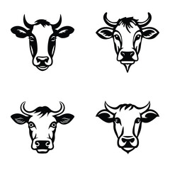 Cows1 Flat Icon Set Isolated On White Background