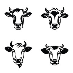 Cows1 Flat Icon Set Isolated On White Background