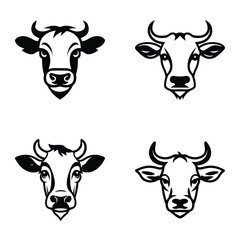 Cows1 Flat Icon Set Isolated On White Background