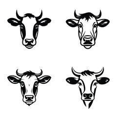 Cows1 Flat Icon Set Isolated On White Background