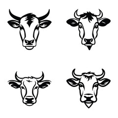 Cows1 Flat Icon Set Isolated On White Background
