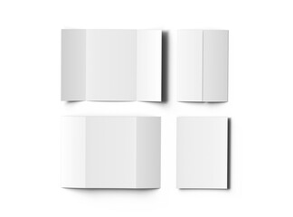 Blank A4 Gate Fold Brochure 3d render on transparent background 