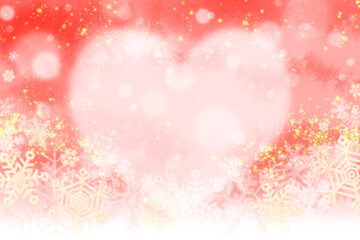 Valentine's Day background with big heart and snowflakes.