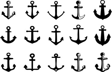 Anchor icons set. Ship Anchors icons collection in editable vector. Flat style Anchors logo in different shapes for designing poster, banner or flyer. Easy to change color or manipulate. eps 10.