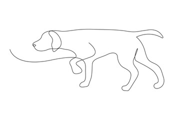 Single line drawing of dog. Continuous one line art of cute dog. Vector illustration. Pro vector. 