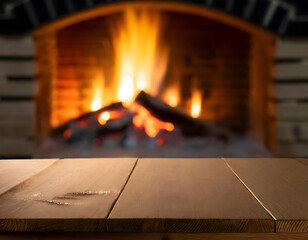 wood burning stove in fireplace blurred background 