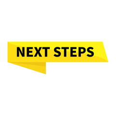 Next Steps In Yellow Rectangle Ribbon Shape For Promotion Social Media Business Marketing Information
