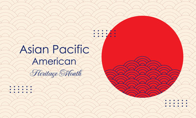 May Asian American and Pacific Islander Heritage Month. Illustration with text, Chinese pattern. Asia Pacific American Heritage Month, Vector - obrazy, fototapety, plakaty