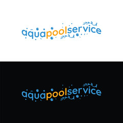 The word mark business logo template for AQUA POOL SERVICES