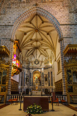 Fototapeta na wymiar Altar inside of Saint Francis church Igreja de Sao Francisco and monastery or in Evora, Alentejo, Portugal