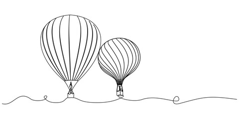 hot air balloon line art - obrazy, fototapety, plakaty