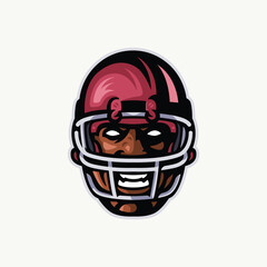 American football player head retro illustration mascot