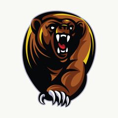 Angry bear retro illustration mascot
