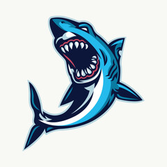 Angry shark retro illustration mascot