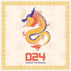 Chinese New Year 2024 Year of Dragon Celebration Social Media Template