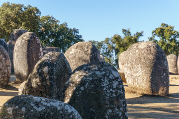 Almendres cromlech ancient prehistoric stone circle is the most important of the iberian peninsula...