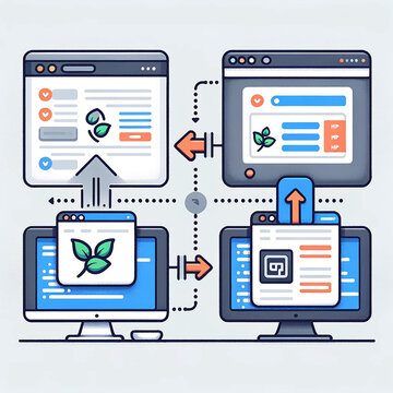 A simplified and optimized version of the illustration showing the process of hosting and loading an image from GitHub in a web page, focusing