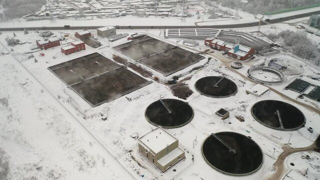 Water treatment plant facility top view