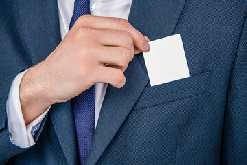 businessman with credit card closeup. Business deal with emoney. Success of business. businessman...