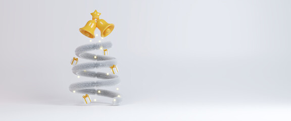 Christmas tree mock up for cold winter new year santa festival decorate celebrate with copy space. Winter traditional holidays. Merry Christmas and Happy New Year concept. 3d rendering illustration
