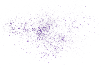 Blue chalk pieces and powder flying, isolated on white, clipping path