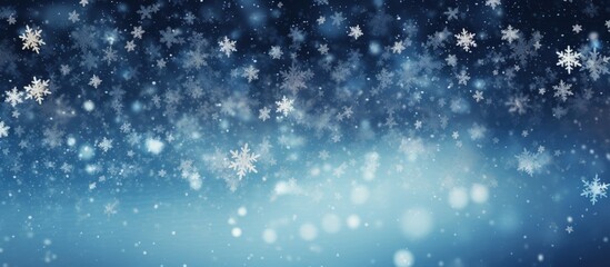 Blue background with stars and snowflakes copy space image