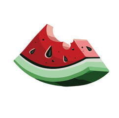 watermelon green striped and its share, hand drawn, with transparent background, illustration 10 eps