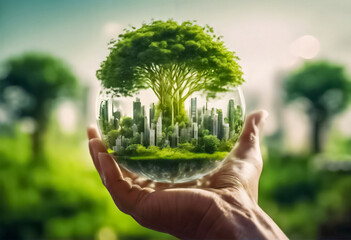 The Concept of Sustainable Environment and Urban Community - obrazy, fototapety, plakaty