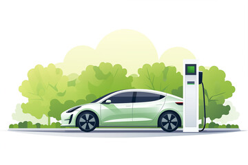 Illustration of an electric car charging
