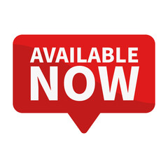 Fototapeta premium Available Now In Red Rectangle Shape For Promotion Business Marketing Social Media Available Now In Orange Rectangle Ribbon Shape For Advertising Business Marketing Social Media 