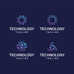 analytic, cyber, data, pixel, dot technology logo design inspirations