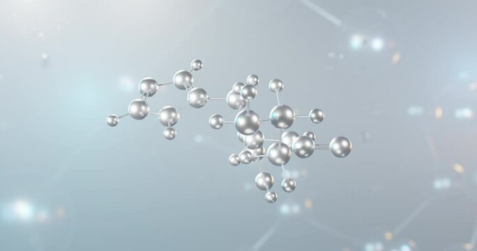 Carnosine rotating 3d molecule, molecular structure of beta-alanyl-l-histidine, seamless video