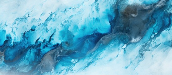 Aerial view of Iceland s blue glacier river copy space image - obrazy, fototapety, plakaty