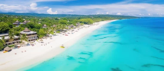 Papier Peint photo Turquoise A stunning bay in a tropical island with white sand Boracay Philippines copy space image