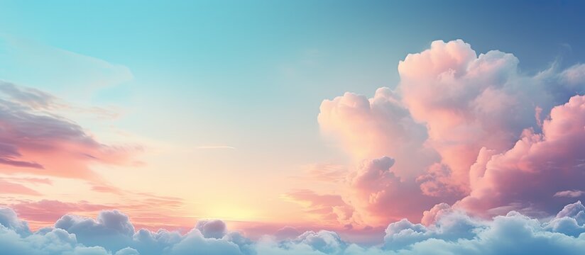 Colorful clouds and a sunset in the blue sky copy space image