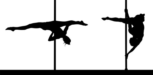 pole dance, ilustraci&oacute;n, silueta, vector, mujer, baile