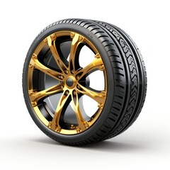 Obraz premium 3d Car tire isolated in white background. 