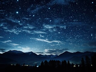 Silver Colored Stars in Night Sky
