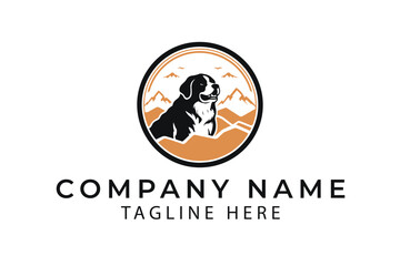 Fototapeta premium Dog face illustration, Dog vector, Dog with hills vector logo