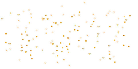 Abstract luxury golden confetti glitter and bokeh falling down on transparent background. Shiny glittering dust. Holyday, festive and celebration background.