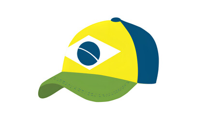 Brazilian flag design cap on transparent background or white background 