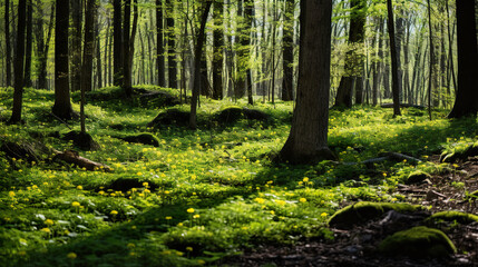 Obraz premium The Lush Green Forest. Generative Ai