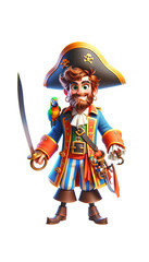 Isolated 3D cartoon pirate.